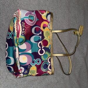 Coach Multicolor Shoulder Bag with Gold Straps